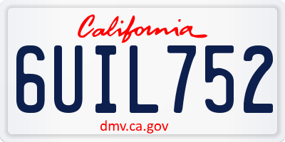 CA license plate 6UIL752
