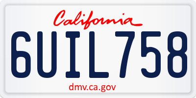 CA license plate 6UIL758