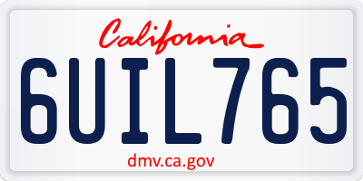 CA license plate 6UIL765