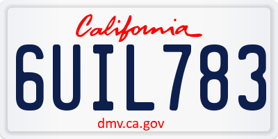 CA license plate 6UIL783
