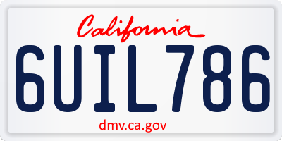 CA license plate 6UIL786