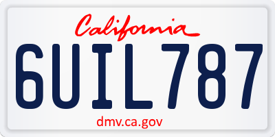 CA license plate 6UIL787