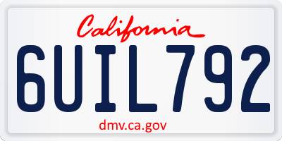 CA license plate 6UIL792