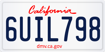CA license plate 6UIL798
