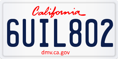 CA license plate 6UIL802