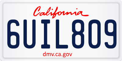 CA license plate 6UIL809