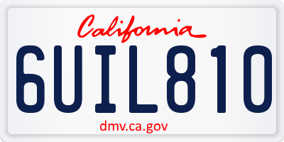 CA license plate 6UIL810