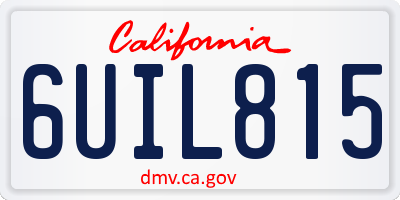 CA license plate 6UIL815