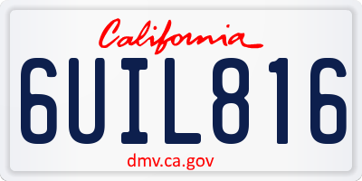 CA license plate 6UIL816