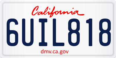 CA license plate 6UIL818