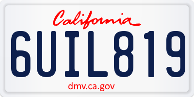 CA license plate 6UIL819