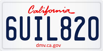 CA license plate 6UIL820