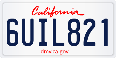 CA license plate 6UIL821