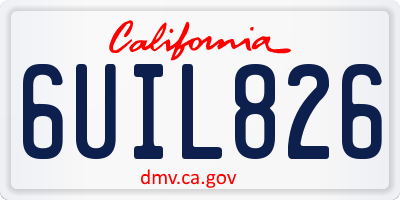 CA license plate 6UIL826