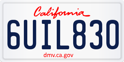 CA license plate 6UIL830