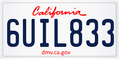 CA license plate 6UIL833