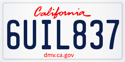 CA license plate 6UIL837