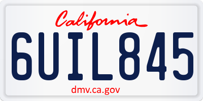 CA license plate 6UIL845