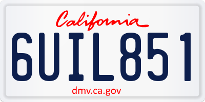 CA license plate 6UIL851
