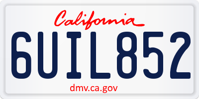 CA license plate 6UIL852