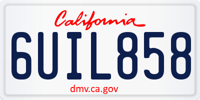 CA license plate 6UIL858