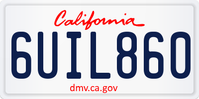 CA license plate 6UIL860