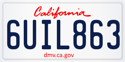 CA license plate 6UIL863