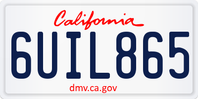 CA license plate 6UIL865