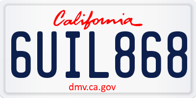 CA license plate 6UIL868