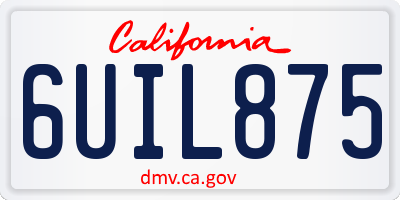 CA license plate 6UIL875
