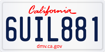 CA license plate 6UIL881