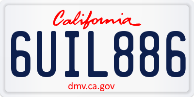 CA license plate 6UIL886