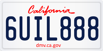 CA license plate 6UIL888