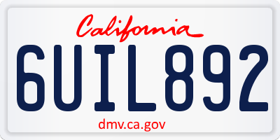 CA license plate 6UIL892