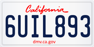 CA license plate 6UIL893