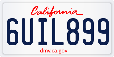 CA license plate 6UIL899