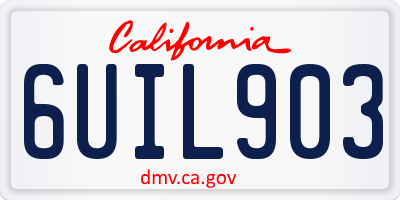 CA license plate 6UIL903
