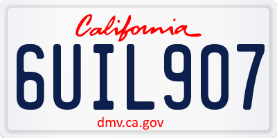CA license plate 6UIL907