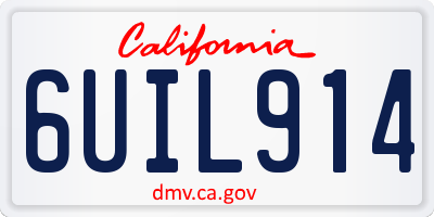 CA license plate 6UIL914