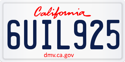 CA license plate 6UIL925