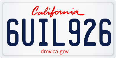 CA license plate 6UIL926