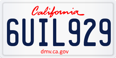 CA license plate 6UIL929
