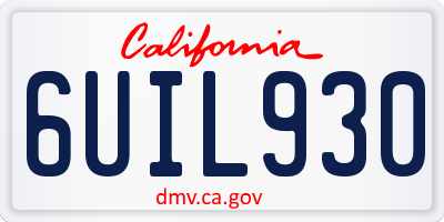 CA license plate 6UIL930