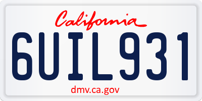 CA license plate 6UIL931