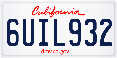 CA license plate 6UIL932