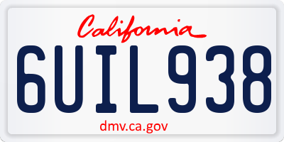 CA license plate 6UIL938