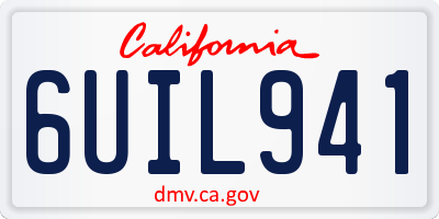 CA license plate 6UIL941