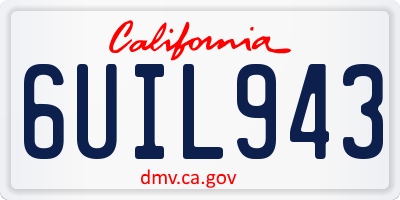 CA license plate 6UIL943
