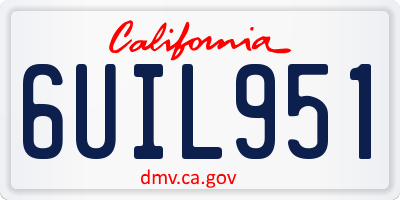 CA license plate 6UIL951
