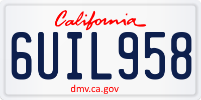 CA license plate 6UIL958